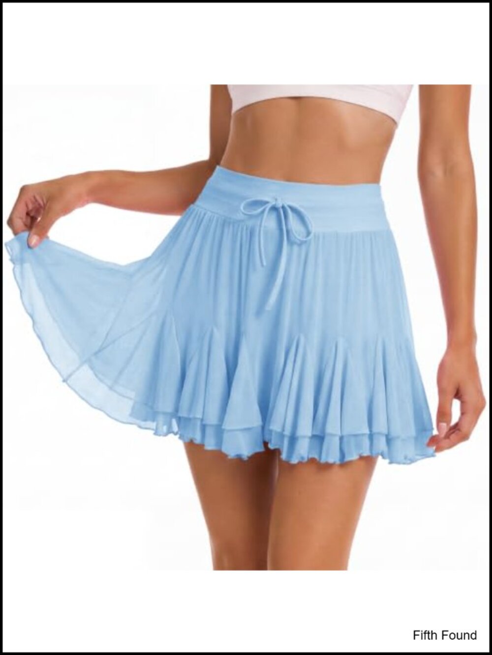Ruffle Mesh Skort Tiered High Waist Active Built-in Shorts